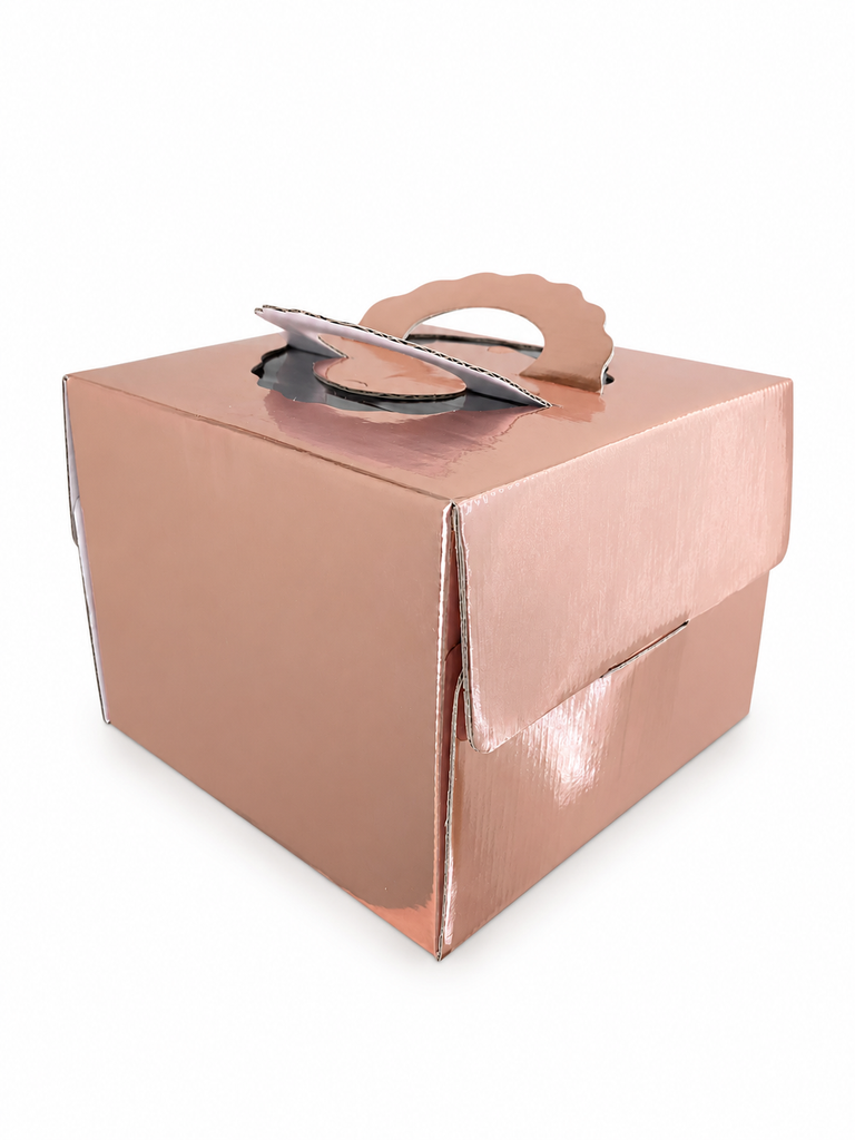 210mm (8¼") Rose Gold Cake Box with handle