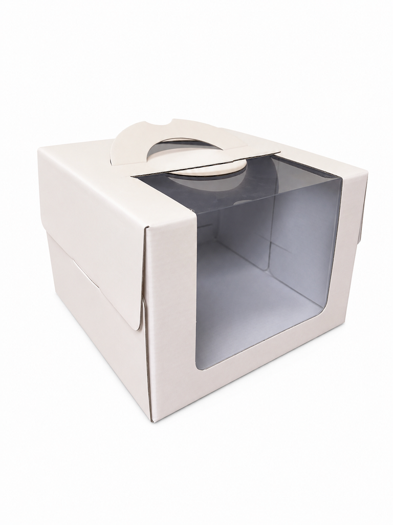 210mm (8¼") Ivory Cake Box with Handle & Window