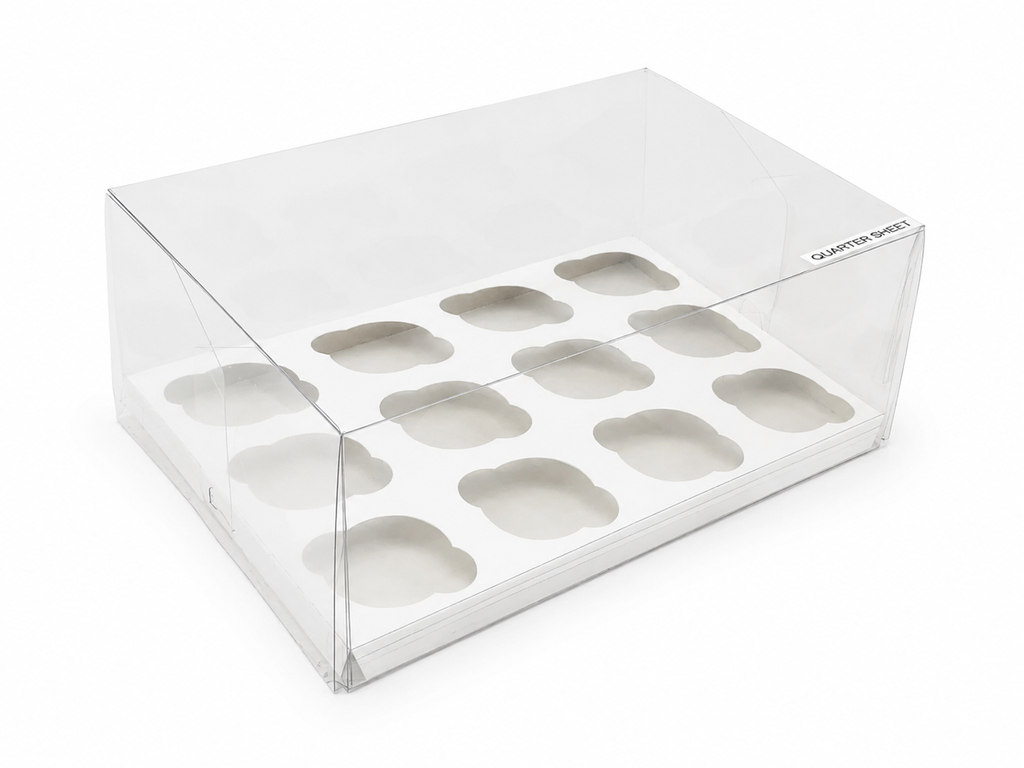 Clear 12 Cupcake Box with Insert - Quarter Sheet Size
