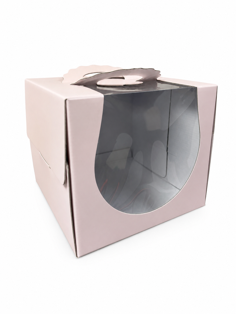 210mm (8¼") Pink Chiffon Cake Box with Handle & Window